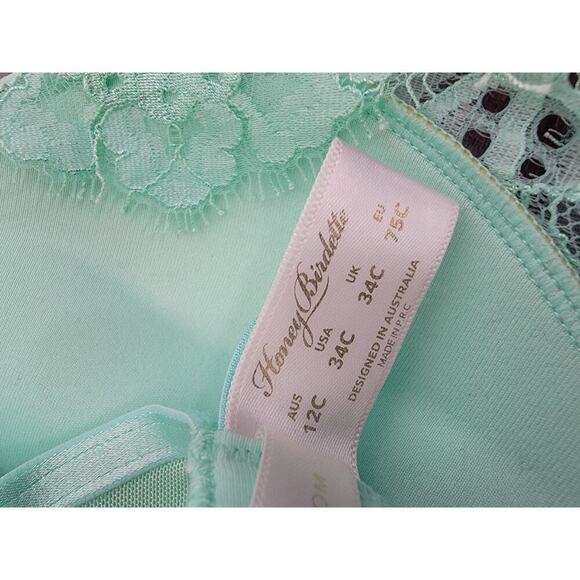 Honey Birdette Vanessa Mint Bra 34C Strappy Lace - Picture 8 of 11